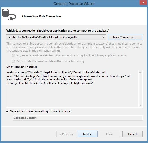 Generate Database Wizard
