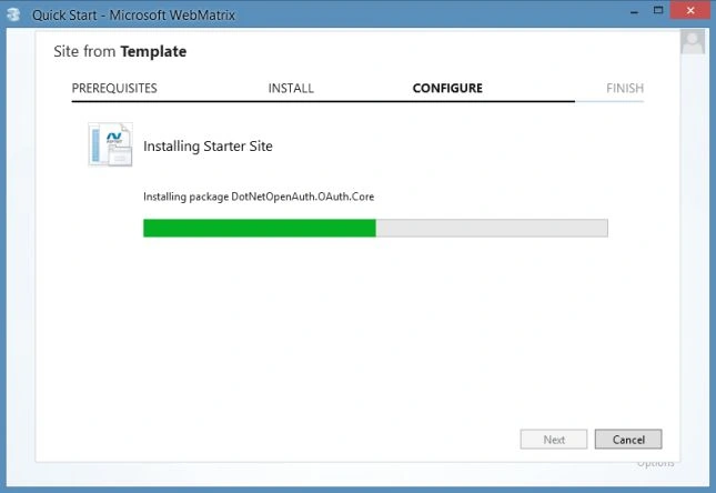 Installing External Authentication in WebMatrix