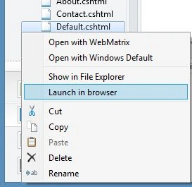 Opening Default Page in WebMatrix