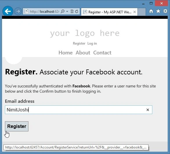 Registering Facebook in WebMatrix
