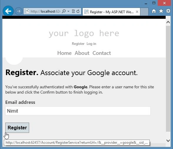 Registering Google in WebMatrix