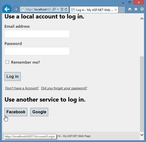 SignIn With Facebook in WebMatrix