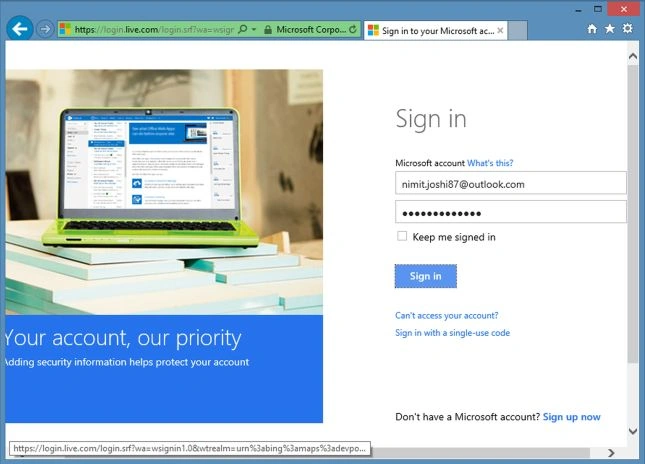 SignIn microsoft