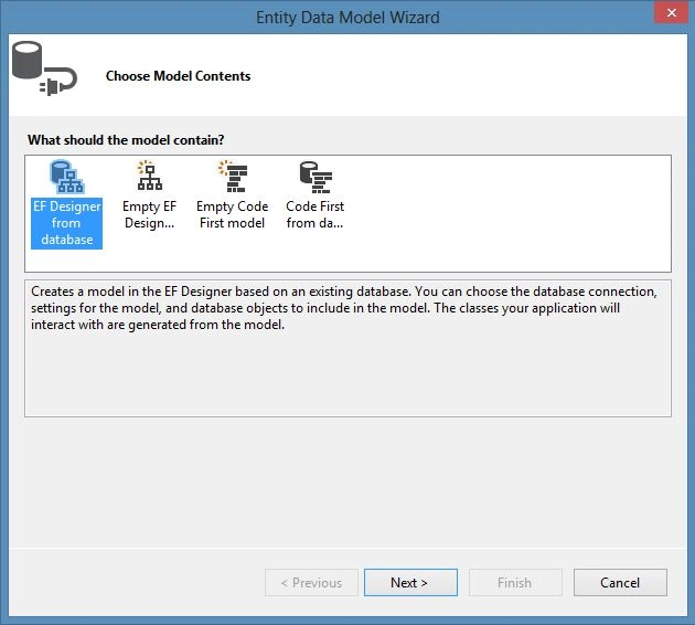 Selecting Model in Entity Data Model