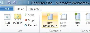 Create New Database in WebMatrix