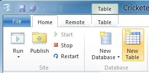 Create New Table in WebMatrix