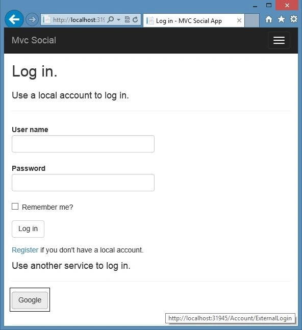 Google Login Auth Service in Mvc