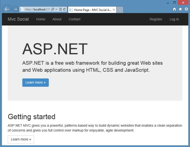 Home Page of Mvc App