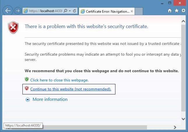Security Certificate Warning