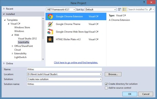 Create Chrome Extension in VS 2013