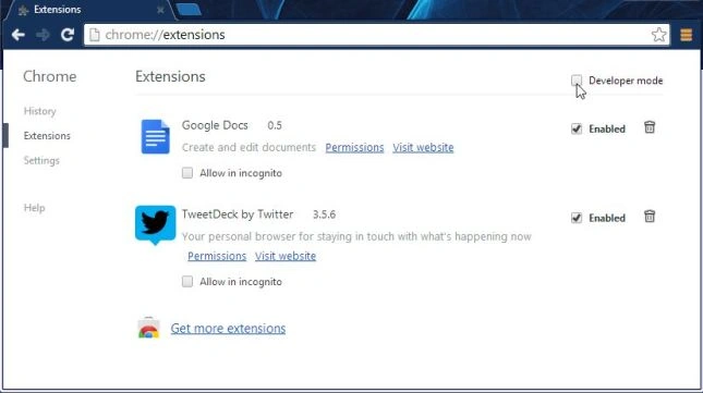 Developer Mode in Chrome Extension