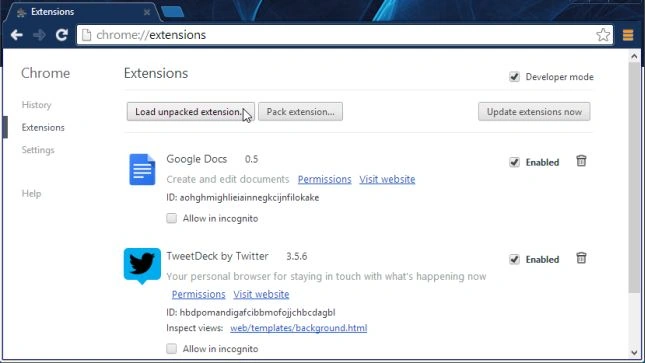 Loading Unpack Extension
