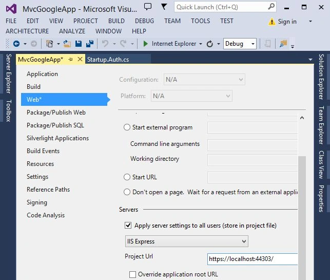 ProjectUrl of MVC Application