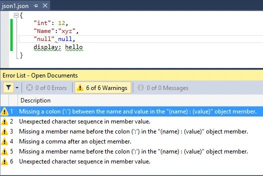 Validation in JSON File