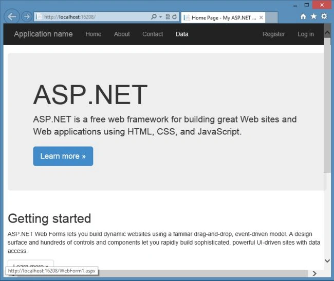 Main Web Form in VS 2013