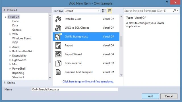 Adding Startup Class