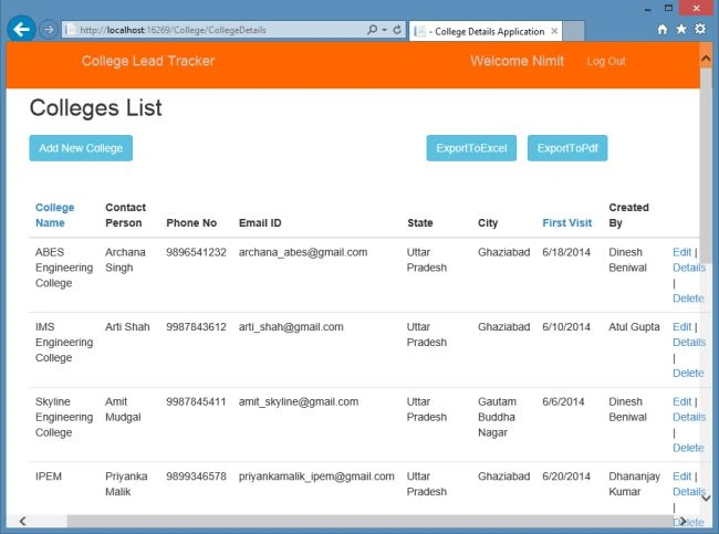College List View