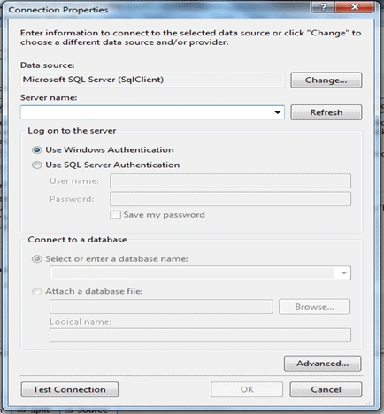 Connection Properties dialog