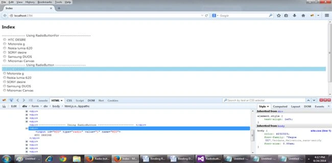 View using Firebug