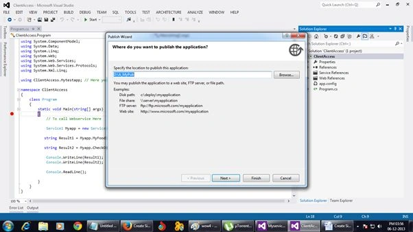 Publish Service url