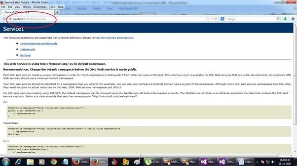 URL of the web service