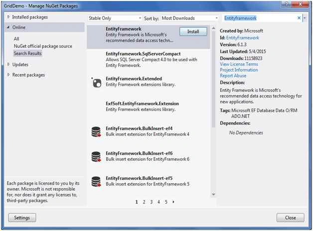 Manage NuGet Packages