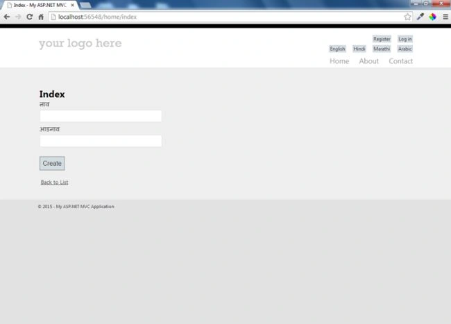 click on Marathi