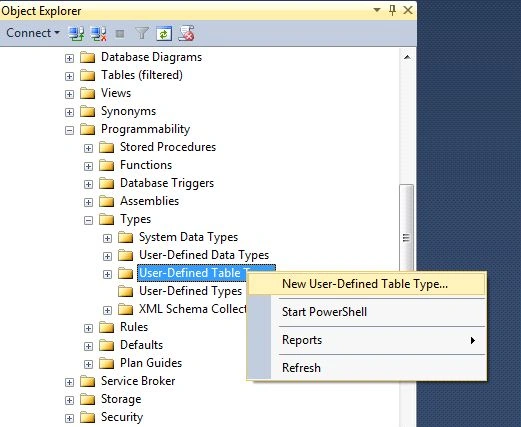 User-defined Table Type