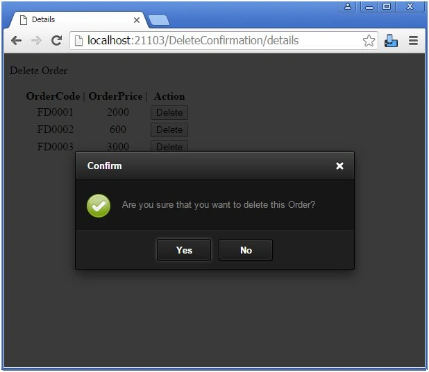 Confirmation while deleting records