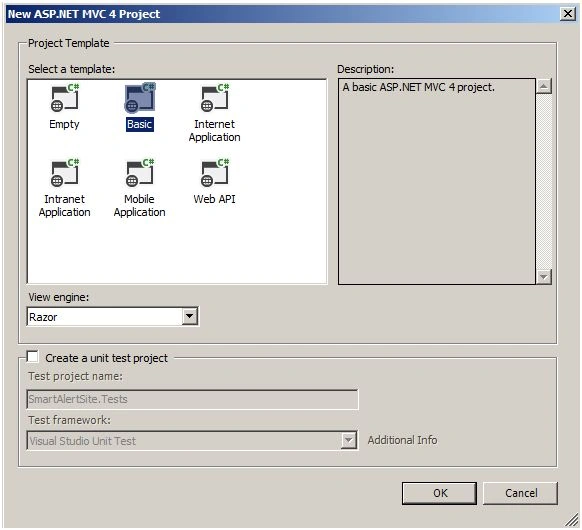 Selecting MVC 4 Project