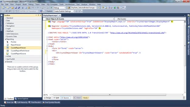 select CrystalReportViewer 