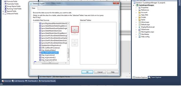 Select the Storeprocedure 