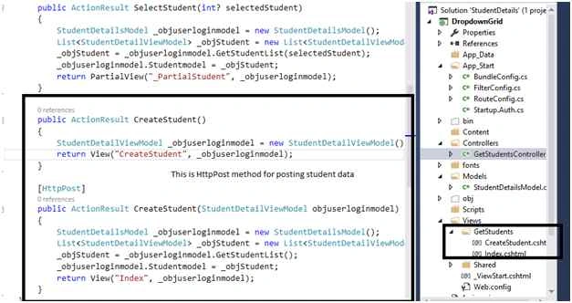 CreateStudent code