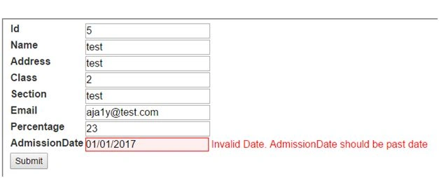 validation message