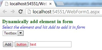 Dynamically Add Elements in Web Form Using TypeScript