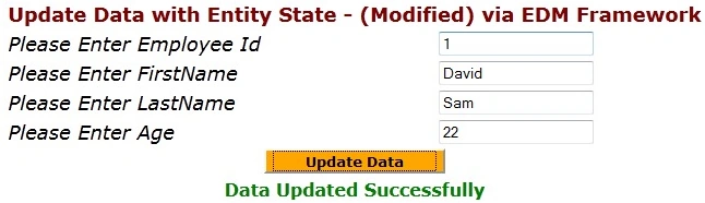 Data updated successfully