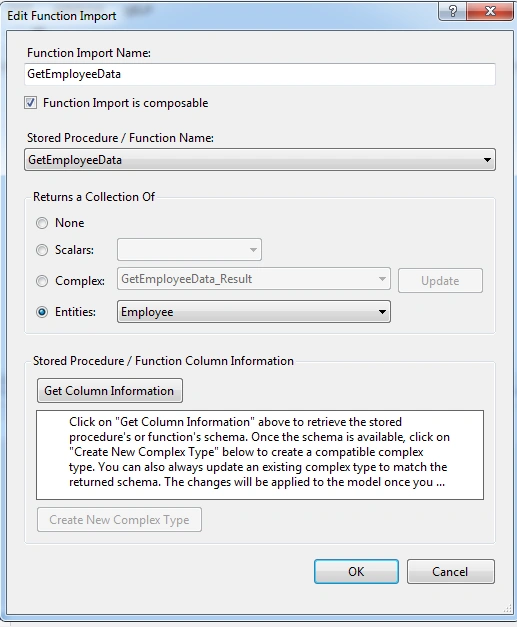Edit function import