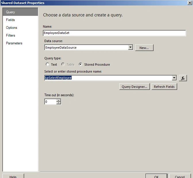 SSRS Report Using Stored Procedure
