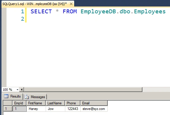 before SQL update