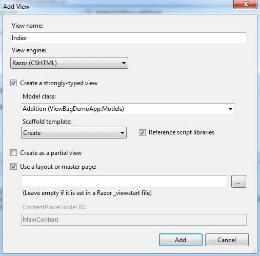 Adding new MVC View