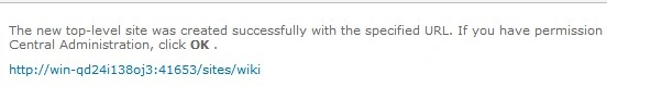 Wiki page created confirmation