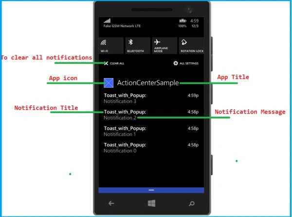 action center sample