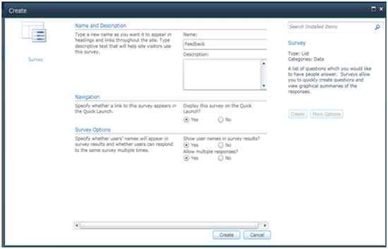 Create button