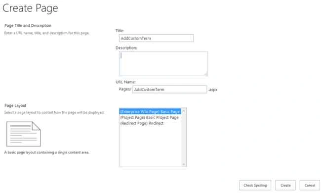create page
