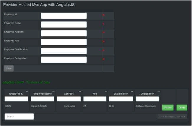 CRUD operation UI Design