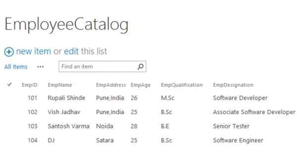 Employee catalog