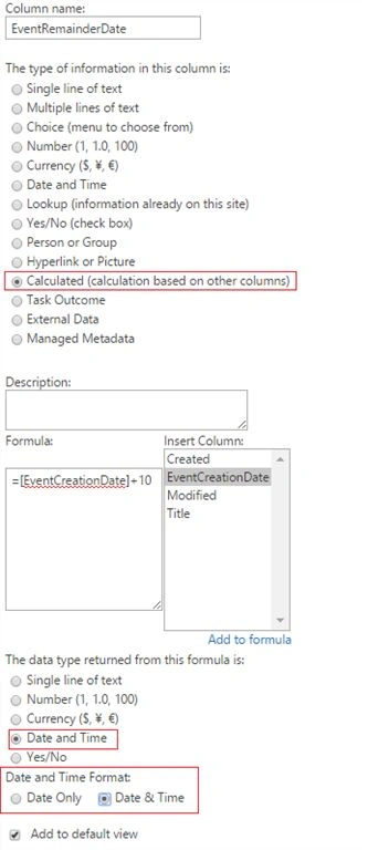 create calculated column in List