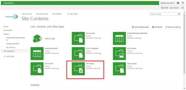 Click Site Pages