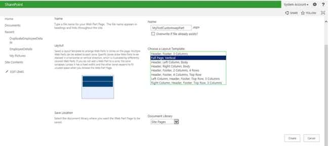 Create One Web Part