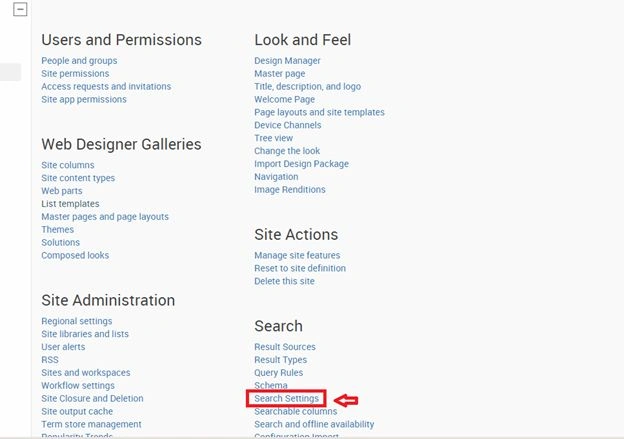 Search Menu item